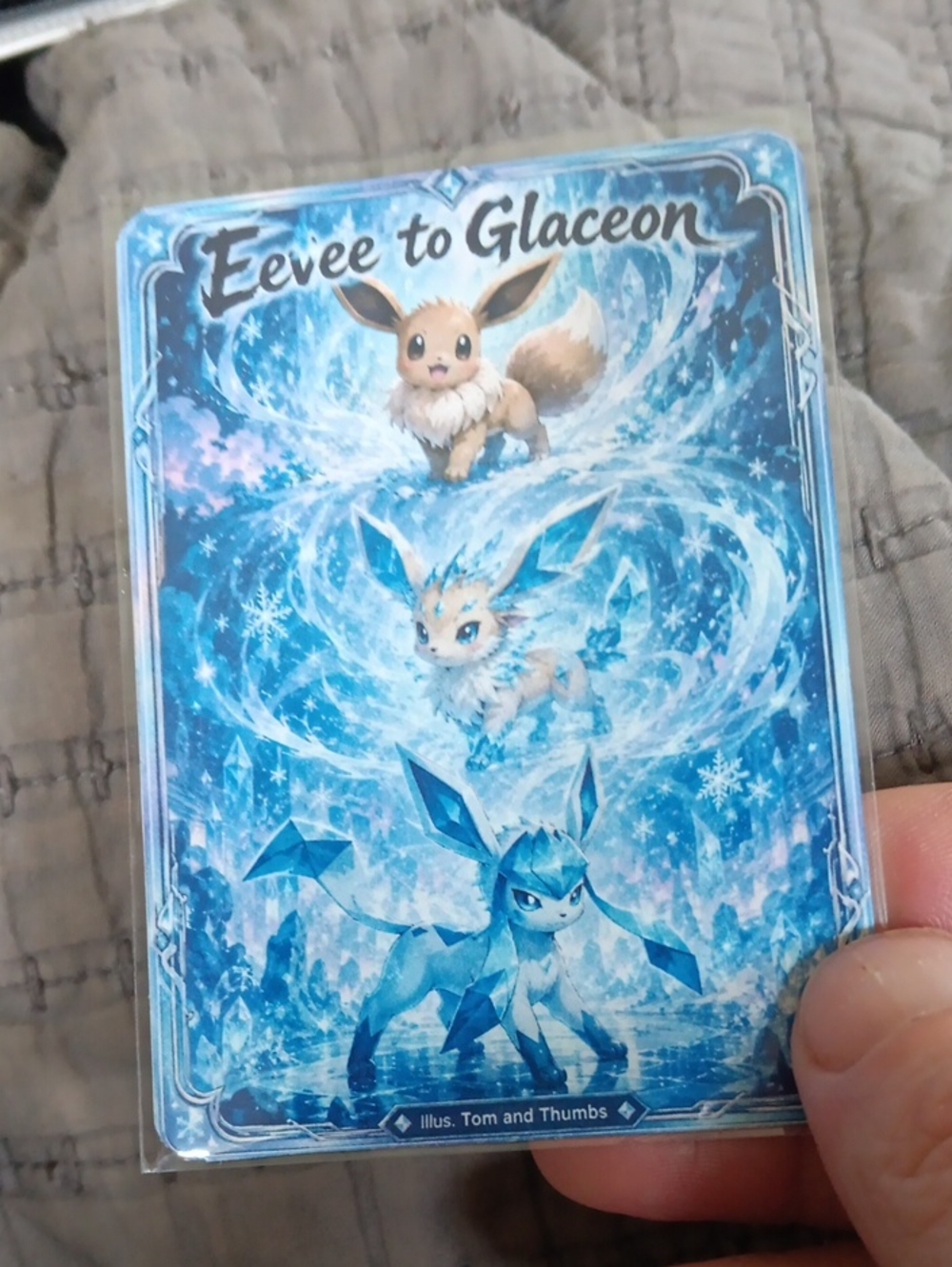 Eevee to Glaceon Collector Card - Blue